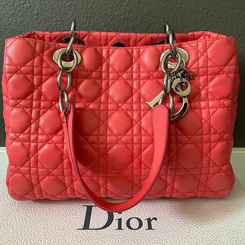 Authentic Lady Dior Cannage Lambskin Handbag
